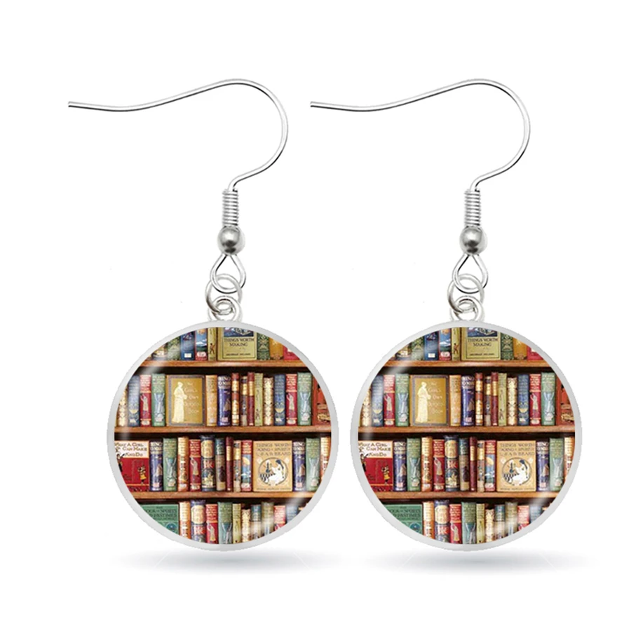 Забавные серьги в виде книжных книг винтажная книжная полка креативный принт