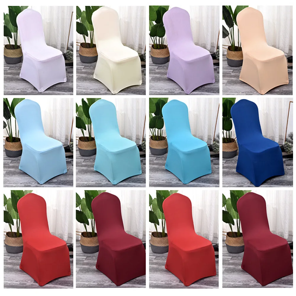 

Removable Dining Chair Cover Stretch Anti-dirty White Hotel Chair Cover Spandex For Home Hotel Wedding Chairs Slipcover Case