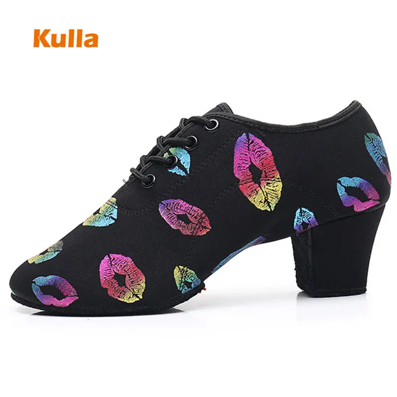 

Women Latin Ballroom Dance Shoes Color Lips Woman Salsa Tango Shoes Teachers Practice Dancing Shoes Dance Sneakers Heels 3cm/5cm