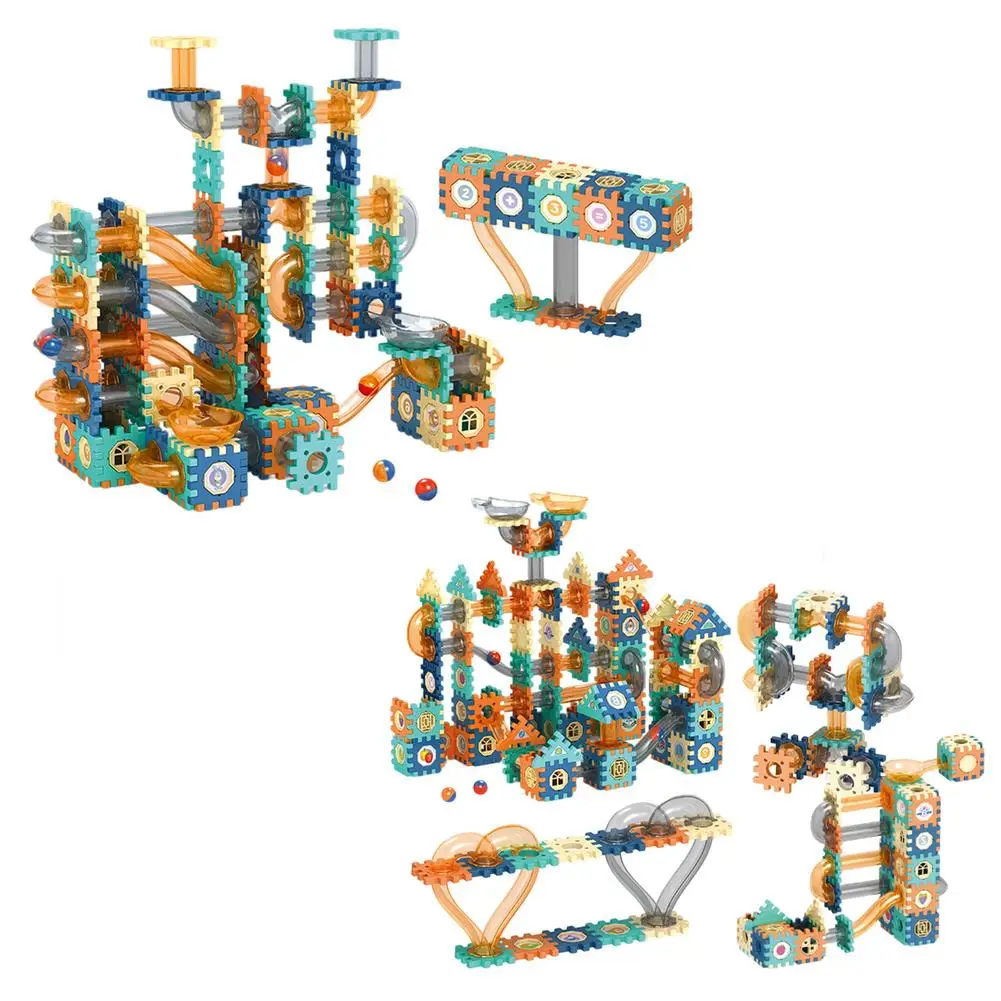 

Marble Run Toy for Kids Marble Maze Race Coaster Track Game Set STEM Educational Learning Construction Building Blocks Toy Bi