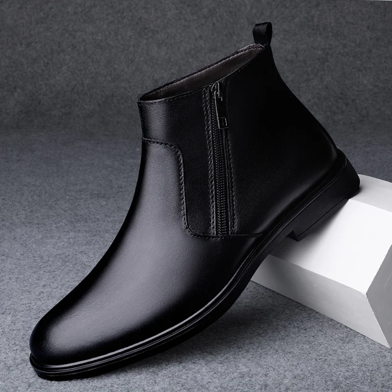 

Men's Winter Boots Waterproof Snow Shoes Male New Business Luxury Designer High Quality Genuine Leather Boots For Men Size 37-46