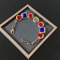 brand vintage color fashion jewelry copper chain black name white bracelet hot praty bracelet light gold color top