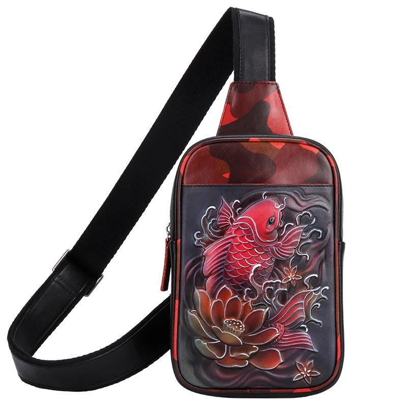 Сумка на плечо мужская ручной работы из кожи растительного дубления| |