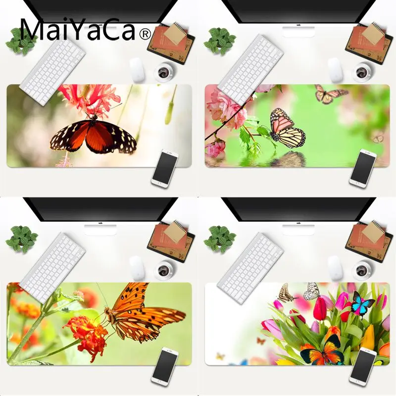 

Flowers with butterfly Natural Rubber Gaming mousepad Desk Mat Gaming Mouse Pad Large Deak Mat 600x300mm for overwatch/cs go