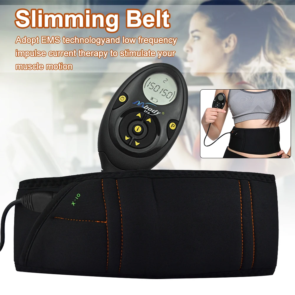 Съемный регулируемый режим талии обертывание EMS электрическая вибрация черный