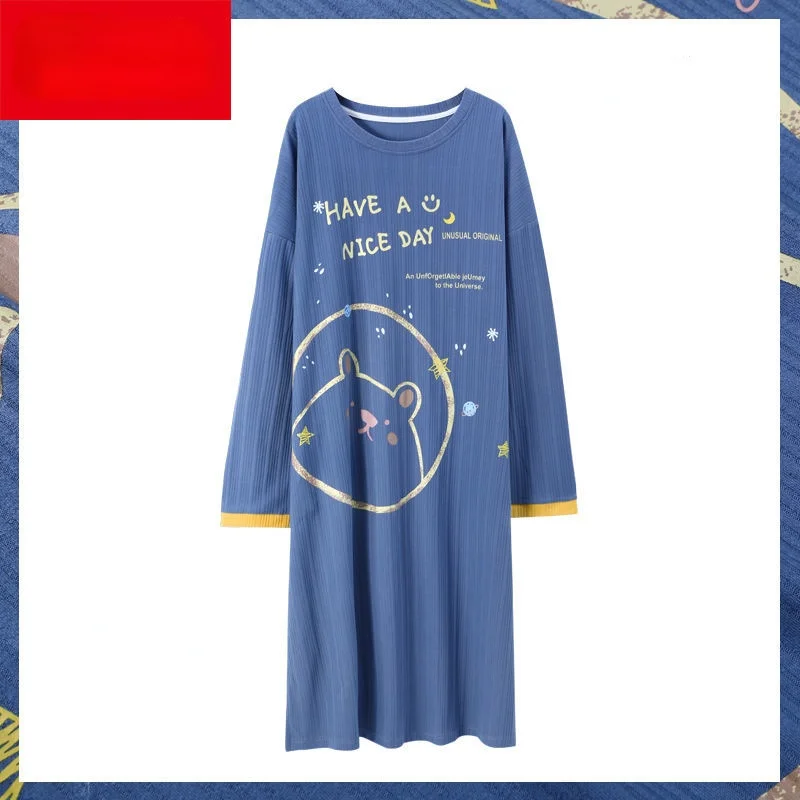 

Cute Cartoon Women Nightgowns Cotton Nightdress Homewear New Autumn Night Dress Causal Sleepwear Long Sleeve Pyjamas M-2XL W62