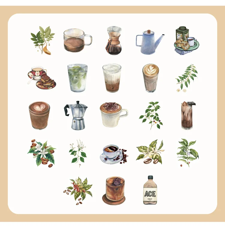 

Delicious Cafe Sticky Stickers Color Paper Decoracion Scrapbooking Office Stationery School Supplies Sticker Flakes 46PCS