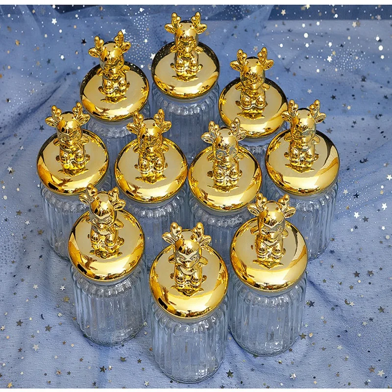 Изысканная стеклянная банка для конфет с оленем герметичная сухая чайной