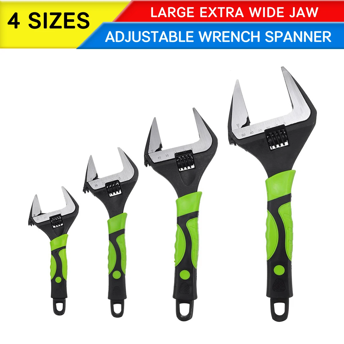 

6" 8" 10" 12"Adjustable Wrench Spanner Pipe Tool Openning Capacity Extra Wide Jaw 60mm Mini Nut Keys Repair Tool Wrench