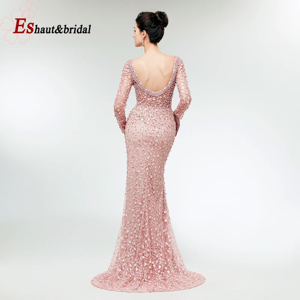 2021 полностью кружевное вечернее платье русалки с жемчугом ручной работы круглым