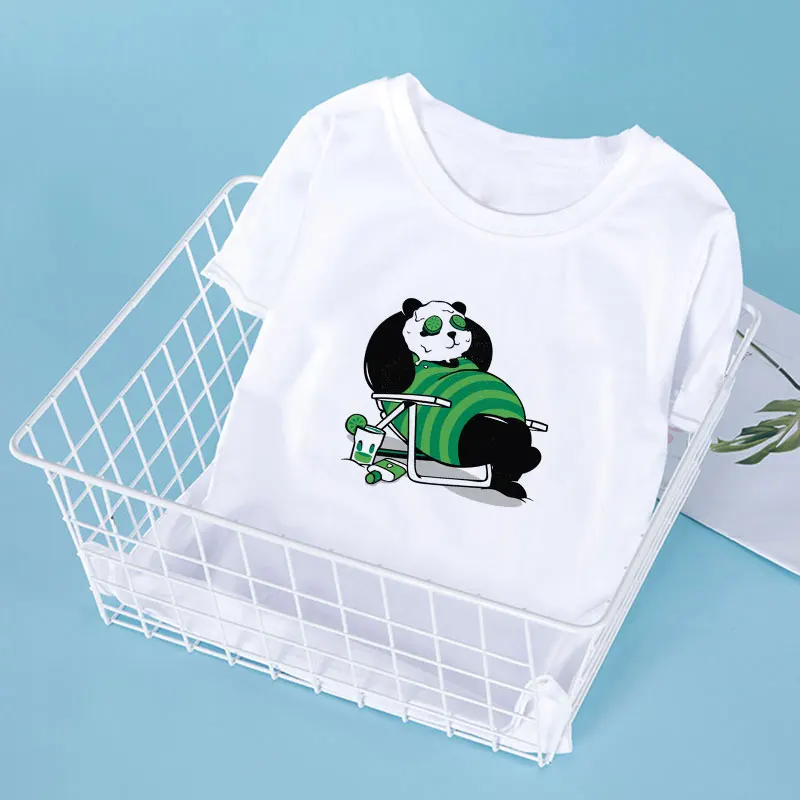 

Fashion 2020 Boys T Shirts White Cute Harajuku Summer Clothes Cartoon Panda Baby Girl Tshirt Novelty Retro Kids T Shirt 24M-9T