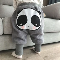 new panda print winter with fur baby harem pants big pp cotton toddler pants newborn casual trousers loose infants elastic pants