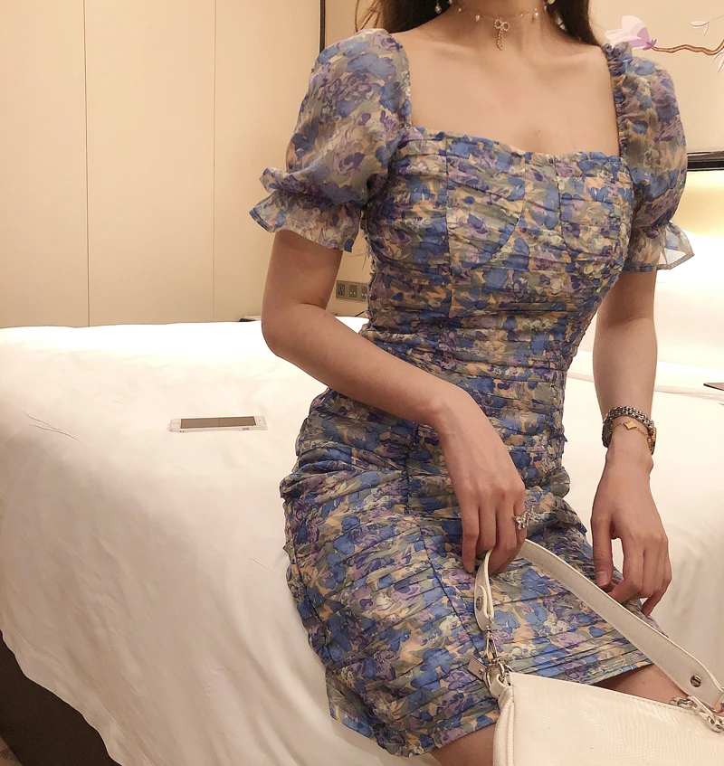 Женское платье с коротким рукавом элегантное плиссированное в стиле ретро