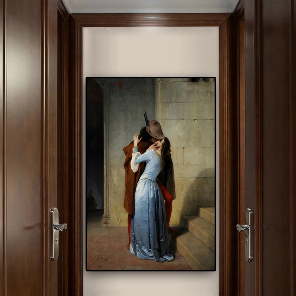 

The Kiss by Francesco Hayez Oil Painting on Canvas Portrait Posters and Prints Scandinavian Pop Art Wall Picture for Living Room