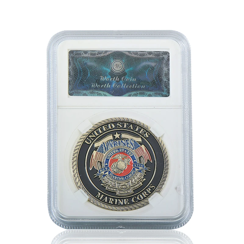 coin 3 with case WR армия США Военные позолоченные монеты коллекционные с монетницей Air Force темно-синяя сувенирная монета подарок для мужчин дропшиппинг - Цвет: coin 3 with case