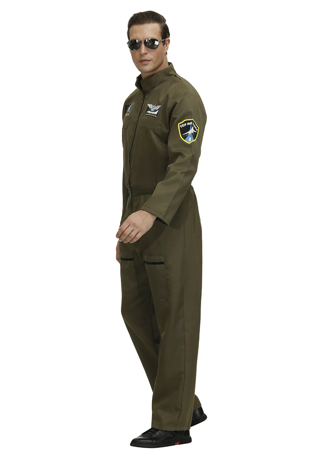 Flight Suit Uniform Man Fighter Pilot Costume Women Top Gun Halloween Cosplay Adult Jumpsuit Zipper Couple Game Overalls |