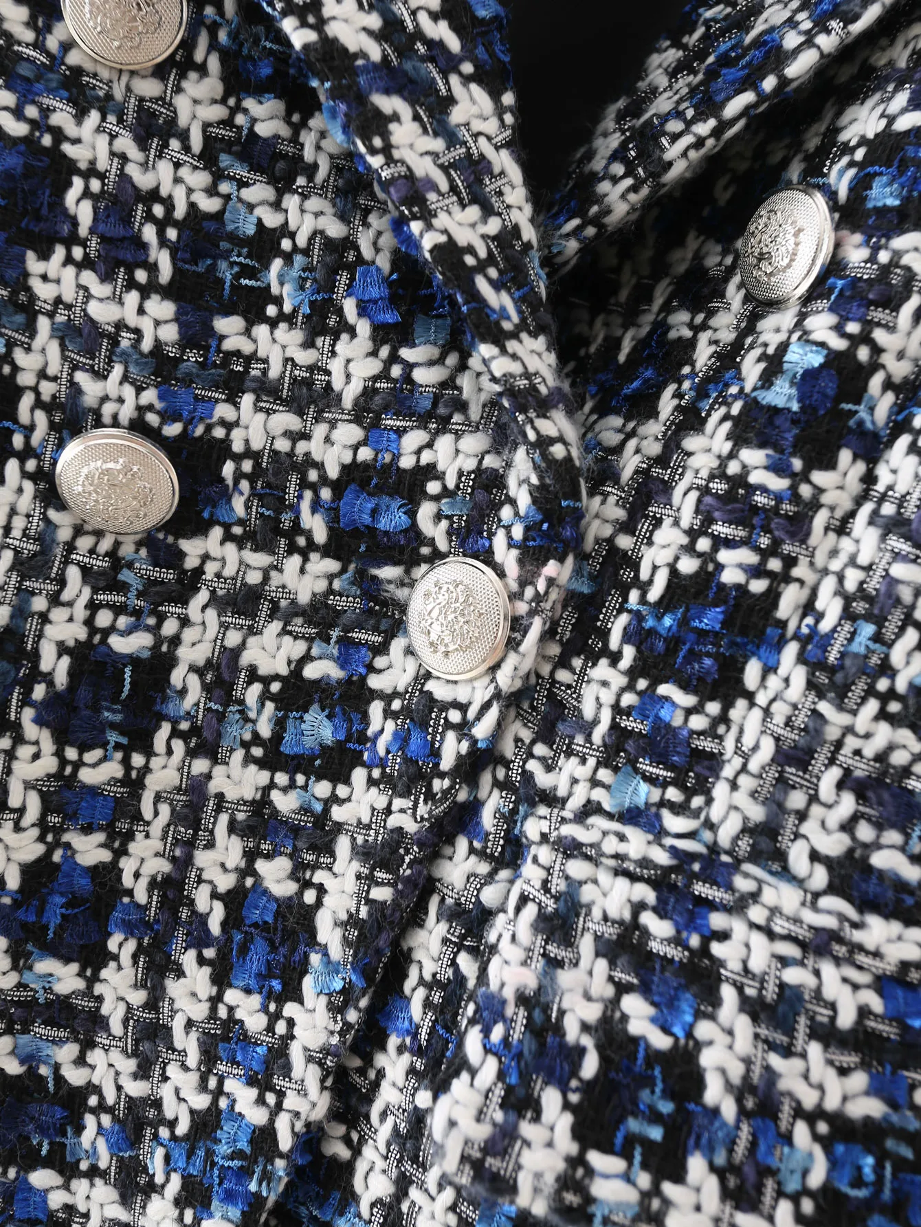 

Toppies Vintage Twill Tweed Jacket Double Breasted Plaid Suit Jacket Women Notched Collar Slim Coat Streetwear