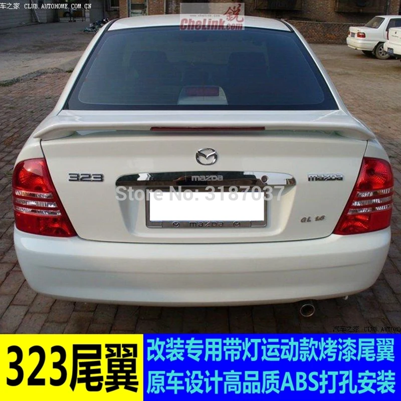 

Для Mazda 323 спойлер Высокое качество ABS Пластик Неокрашенный задний спойлер на крыло, крышу багажник губы загрузки покрытие автомобиля для укладки