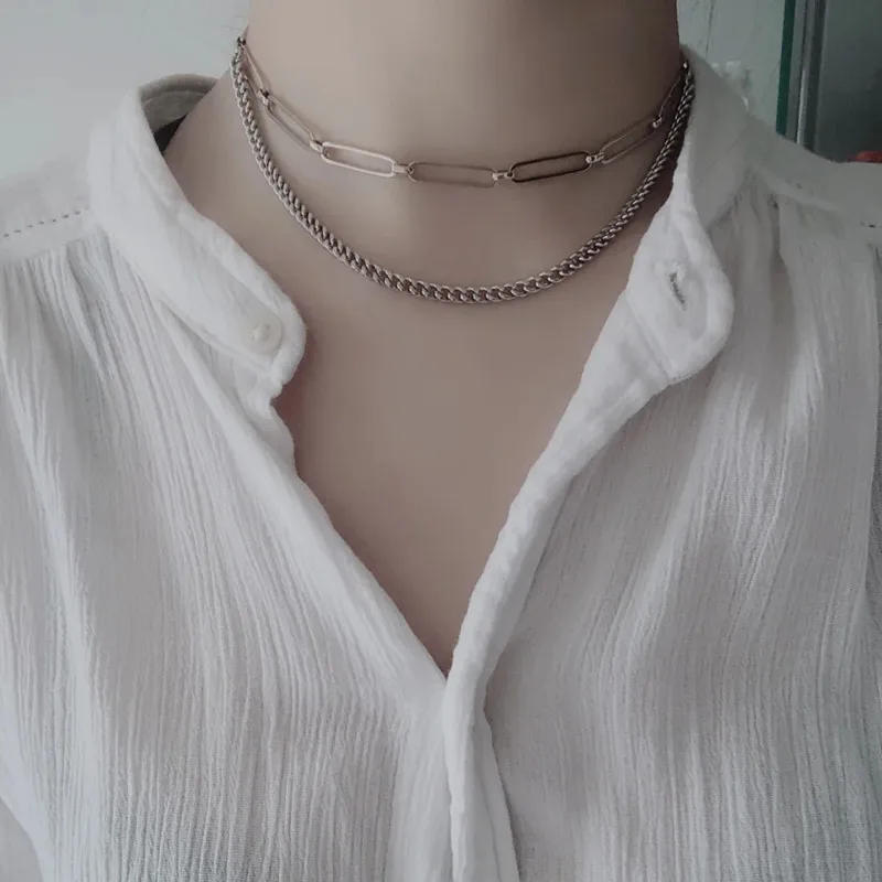 Ожерелье в стиле хип хоп для женщин новинка 2020 двухцветное прошитая панк парная