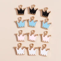 10pcs 1211mm cute enamel crown charms pendants for necklace earrings keychain diy jewelry making accessories