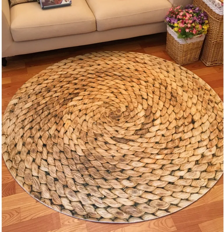 3D набивной соломенный японский круглый ковер мягкий круглый ковер для гостиной мягкий модный пол Дверная Цепочка детский игровой коврик