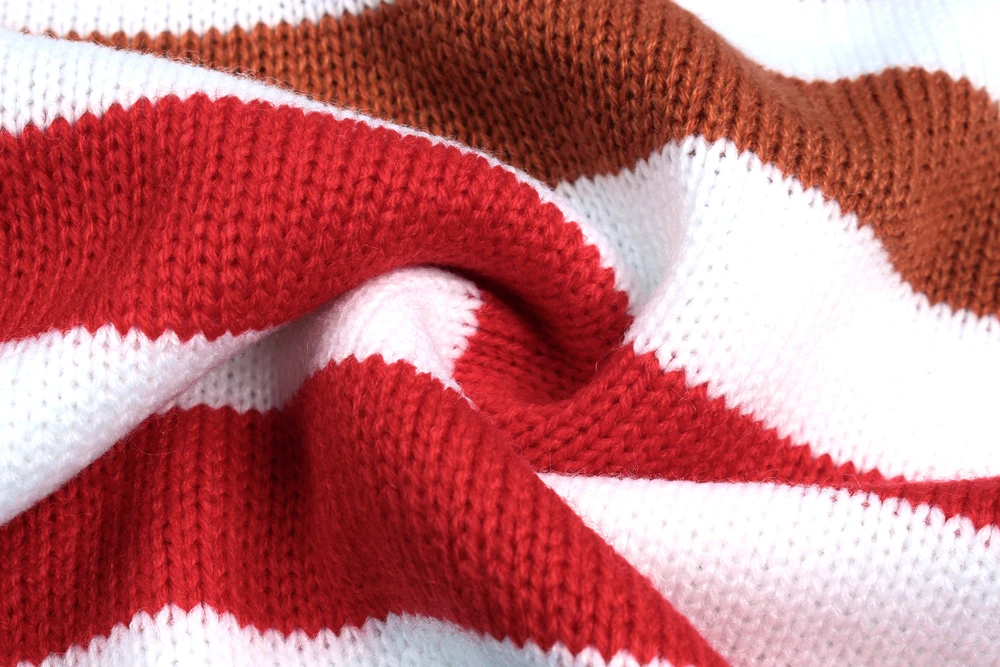 

Rainbow Colorful Striped Sweater 2021 Fall Winter Loose Casual Knitted Sweaters O Neck Long Sleeve Elegant Pullover Tops