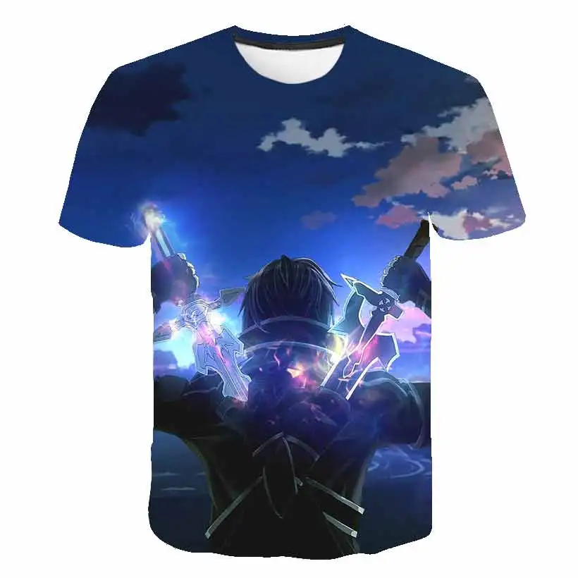 

New 2021 Summer 3D Anime Sword Art Online Print T-shirt Japan Harajuku High Quality t Shirts Men anime Clothes Streetwear Tops
