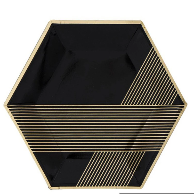 Стаканы из черного золота тарелки соломинки бумажные полотенца