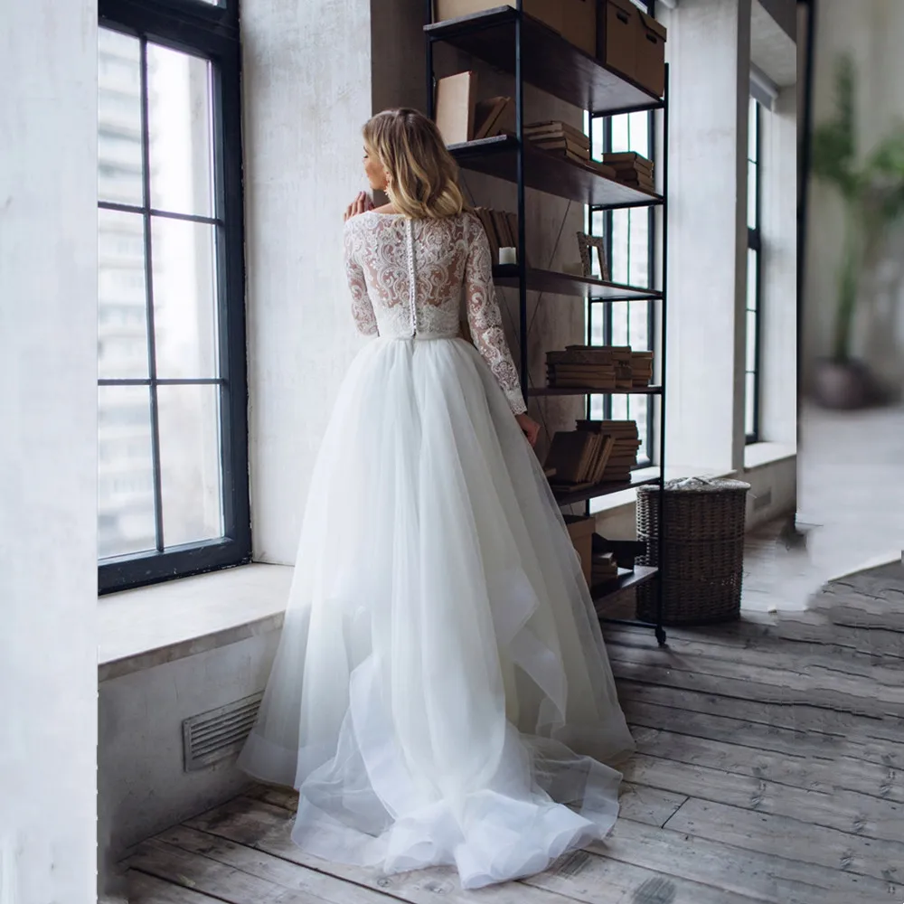 Женское свадебное платье It's yiiya белое кружевное платье-трапеция с длинными