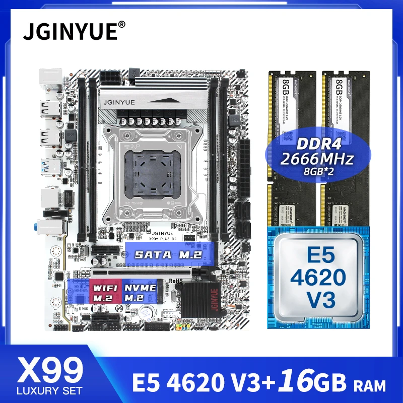 Verkaufen MASCHINIST X99 Motherboard Combo LGA2011-3 Turbo Mit Intel Xeon E5 4620 V3 16GB 2*8GB DDR4 RAM Speicher Set Kit Mainboard X99-K9