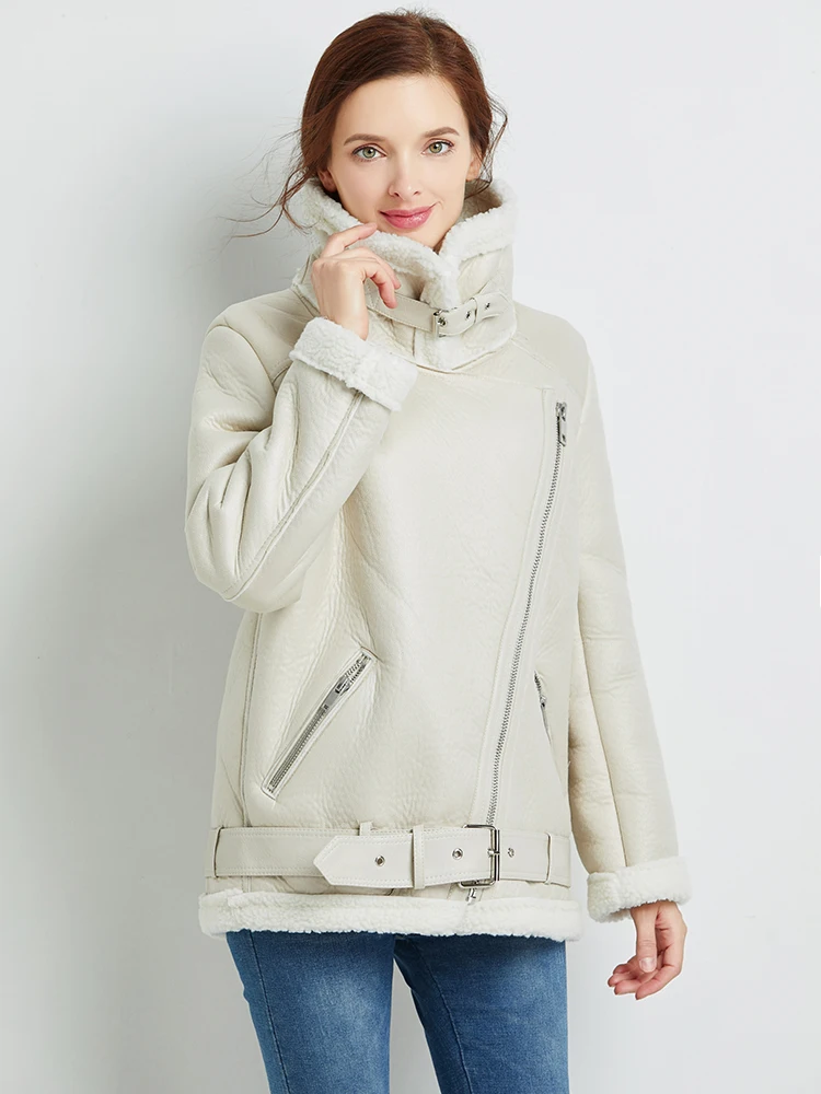 FMFSSOM зимняя теплая куртка из искусственной овечьей кожи женское толстое белое