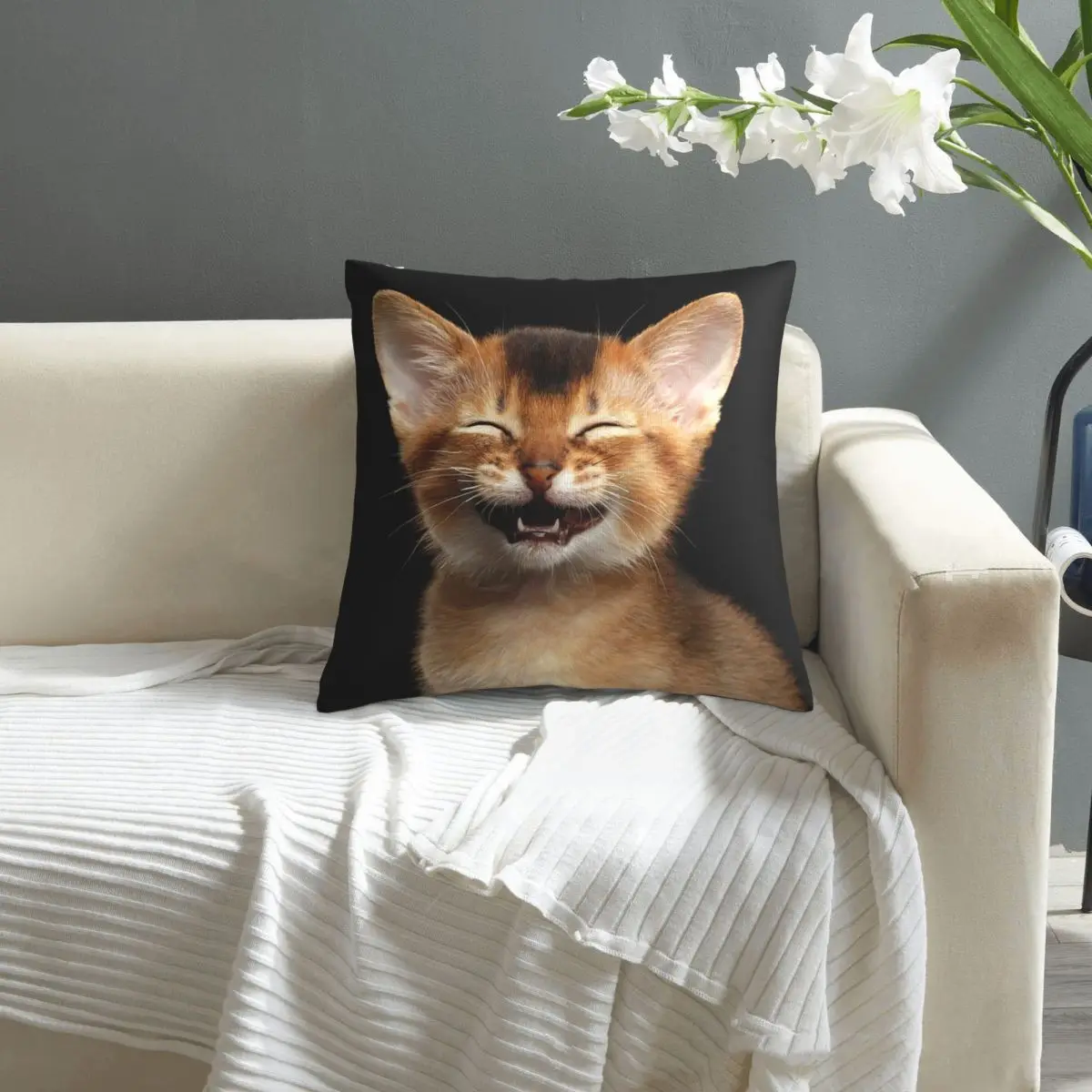 

Cat pillowcase printed cushion cover sofa waist pillow pillow cover