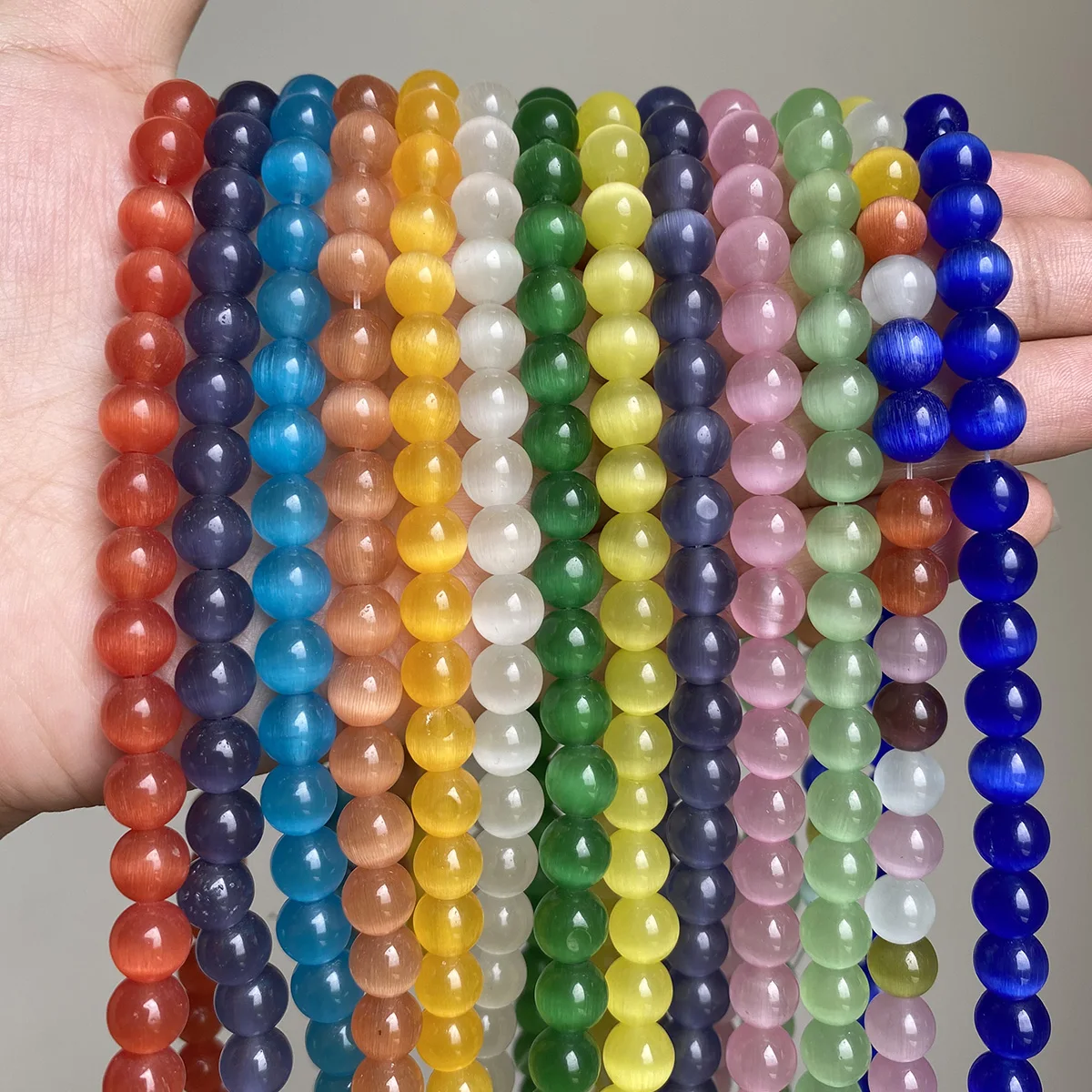 Оптовая Продажа Природный камень кошачий глаз бусины 4-12 мм круглые для