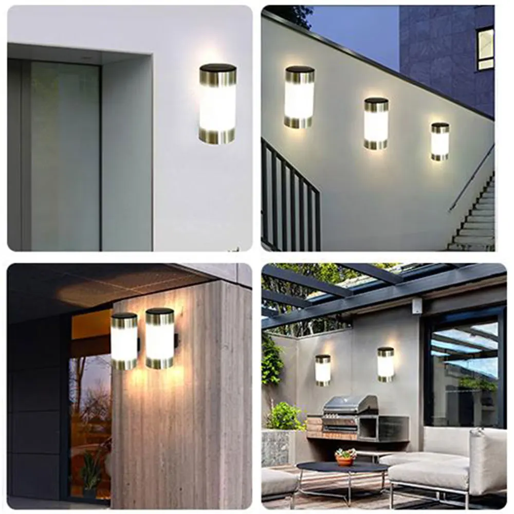 

Outdoor Solar Powered LED Wall Light Waterproof Stainless Steel Wall Lamp Path Landscape Mount Garden Fence Light Lamp 1pc