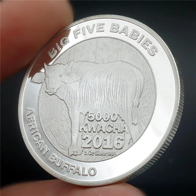 Big Five Babies 5000 KWACHA 2016 Republic of Zambia Commemorative Coins African Buffalo Silver Coin | Дом и сад