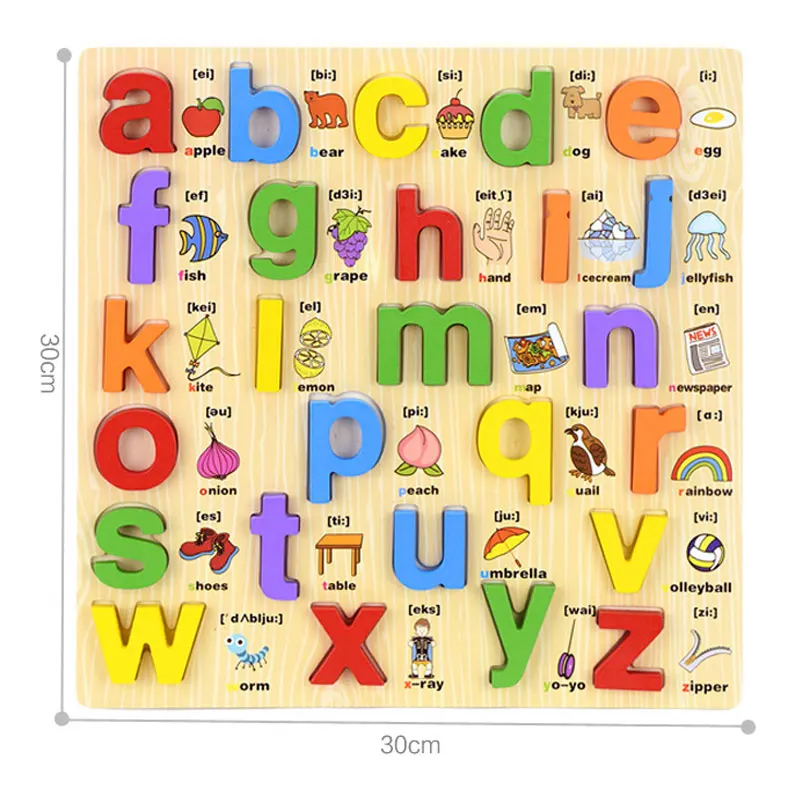 

Wooden Montessori Toys 2 Years English 3D Puzzle Montessori Letters Board Learning Educational Wooden Toys for Children G266F