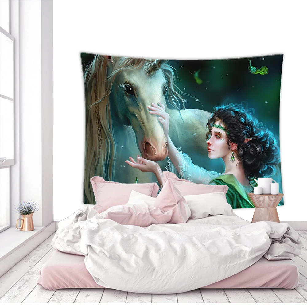 Гобелен в виде единорога Настенный Коврик для песчаного пляжа и пикника палатка