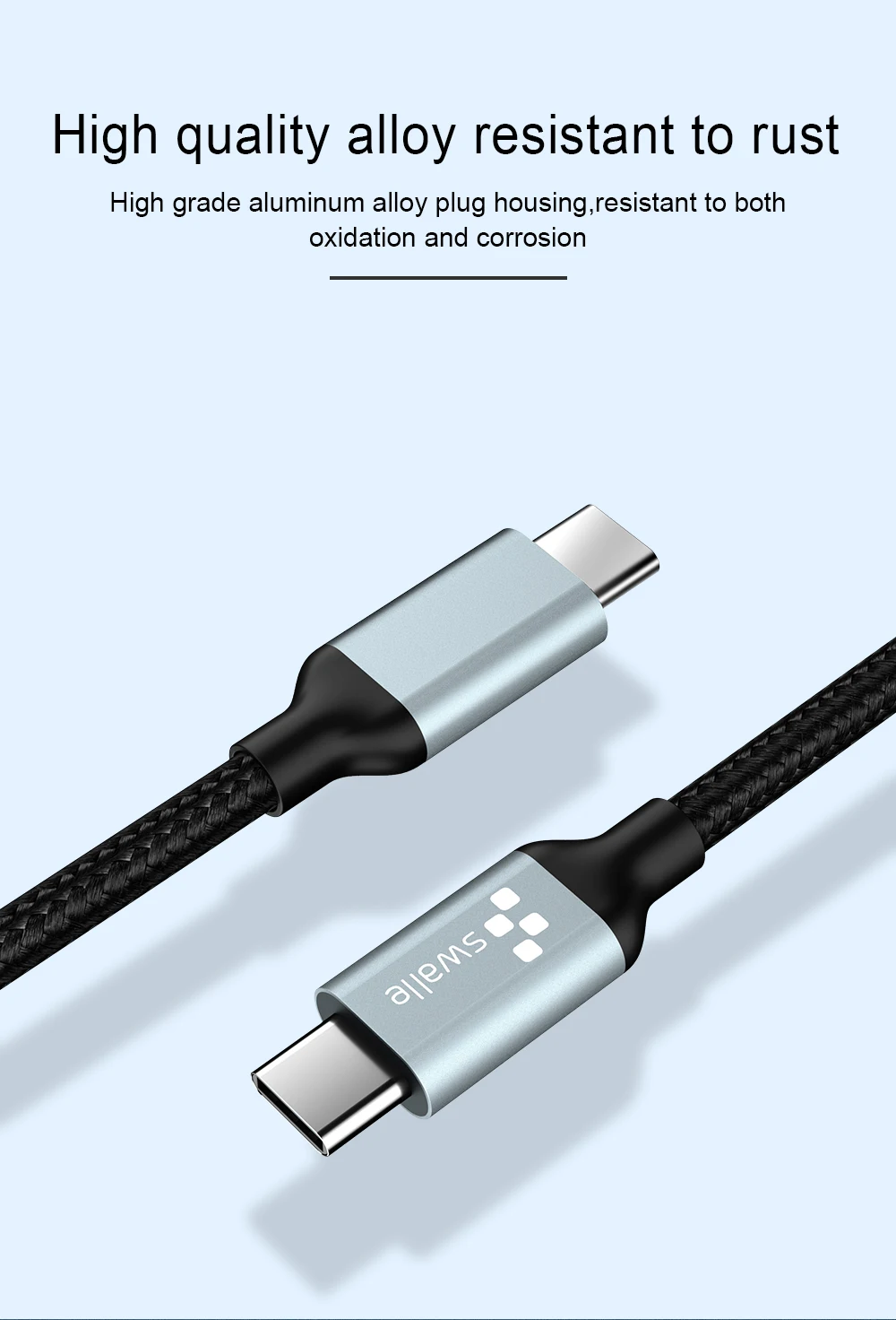 Swalle USB кабель типа C к type C 3,0 usb Дата-кабель для быстрой передачи данных зарядный шнур для телефона для Xiaomi Honor 8X9 USB C линия передачи данных Кабо usb 3,0