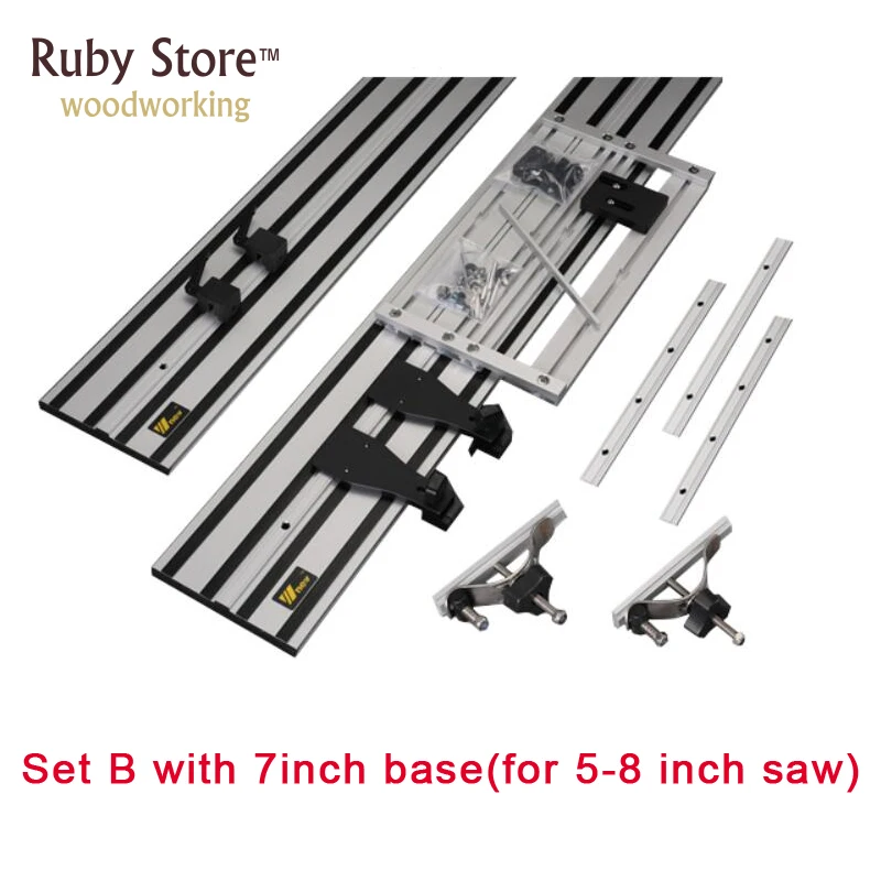 Set B with 7inch W-Новинка 1,4 м(2x1,4 м) Циркулярный направляющий выступ рельсы гусеницы+ универсальное основание для циркулярной пилы, пилы, погружной пилы, деревообработки - Цвет: Set B with 7inch