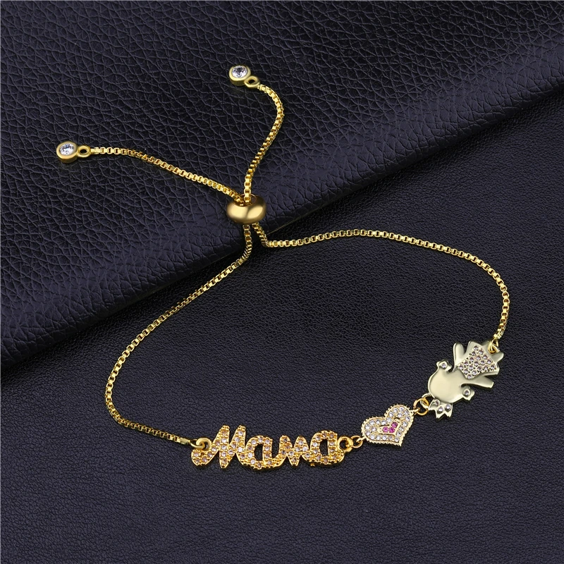 Gold Juya Ali Moda, персонализированный Подарочный браслет на заказ, золото/серебро/розовое золото, регулируемые бегунки, цепочки для мальчиков и девочек, браслеты для мам - Окраска металла: Gold