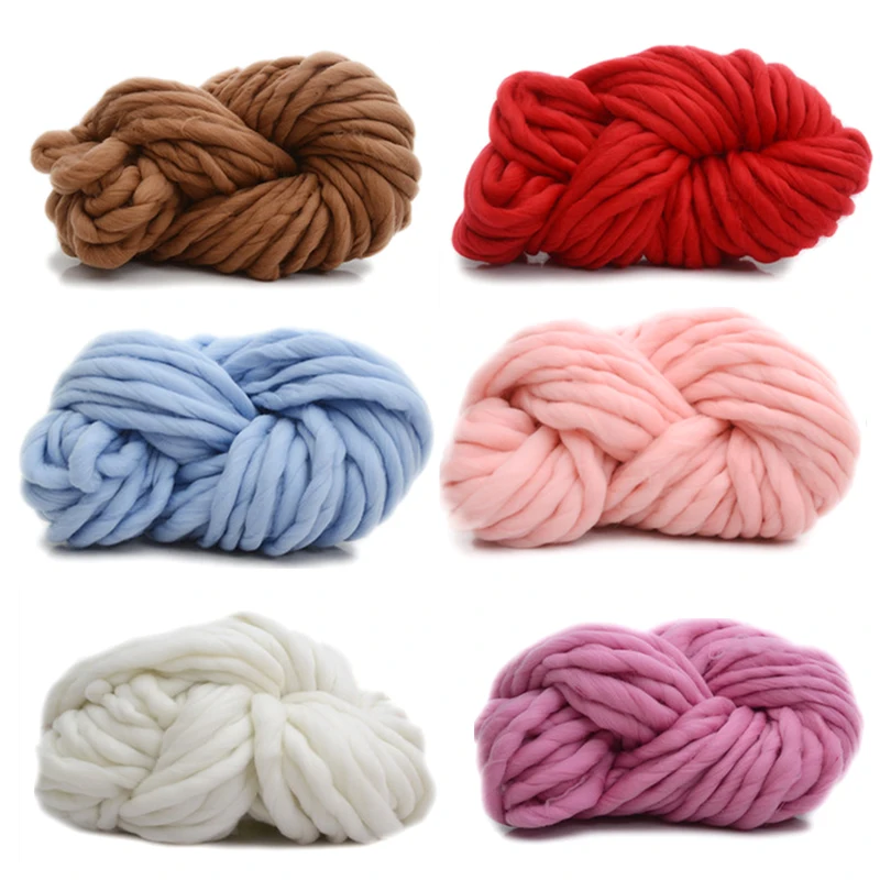 Super Knitting Blanket Chunky Yarn Soft Thick Arm Roving Bulky Merino Wool Yarns DIY Crochet Thread Knit Blankets Hat Scarf 25 | Дом и сад
