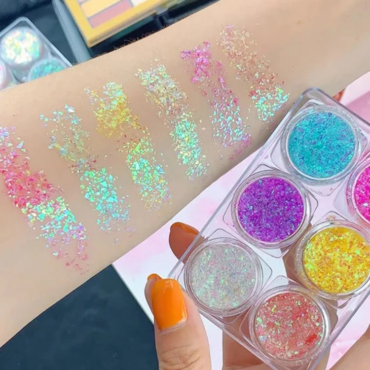 6 цветов/упаковка тени для век с блестками|Блестки тела| |