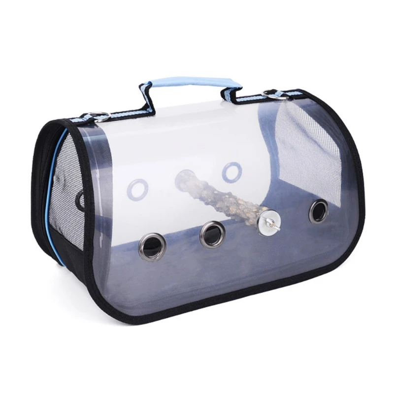 

Lightweight Bird Carrier Handbag Transparent Breathable Parrot Travel Cage Portable Double Side Mesh Cage with Wooden Stick