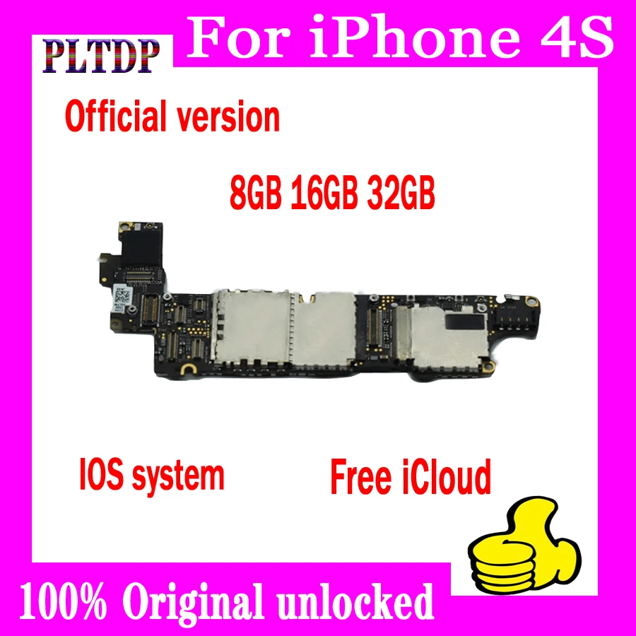 8 ГБ/16 ГБ/32 ГБ для iphone 4S материнская плата с полным чипом 100% Оригинал разблокирован