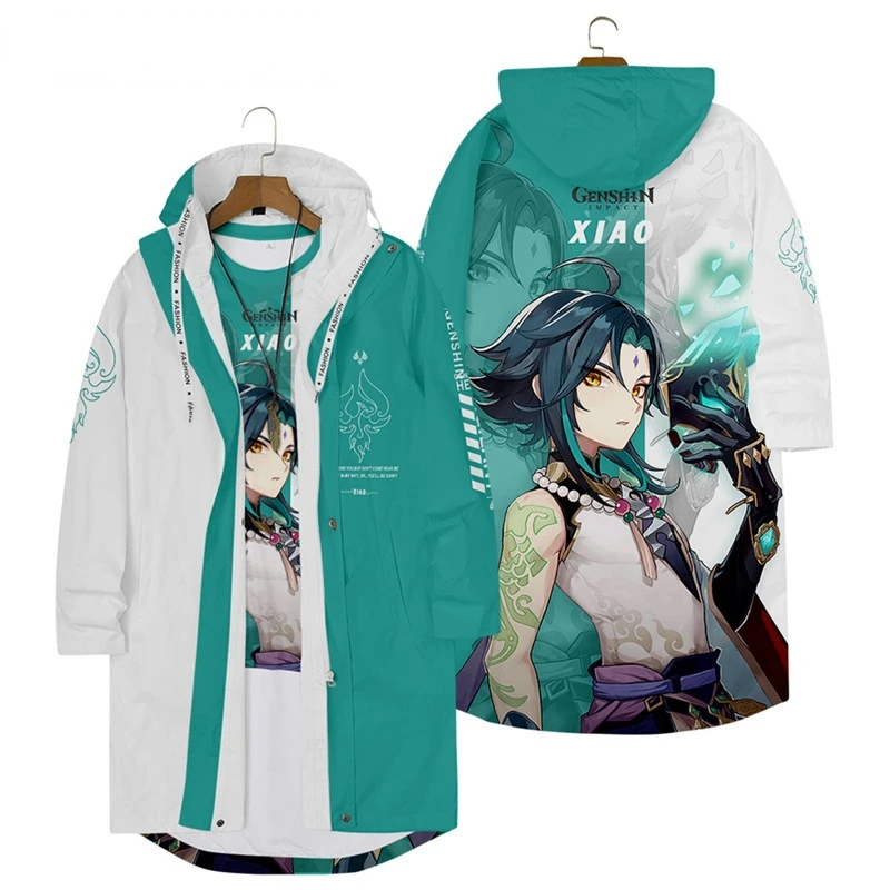 

Аниме-игры Genshin Impact Cos Zhongli Xiao Barbara и т. д. Тренчкот с капюшоном и молнией