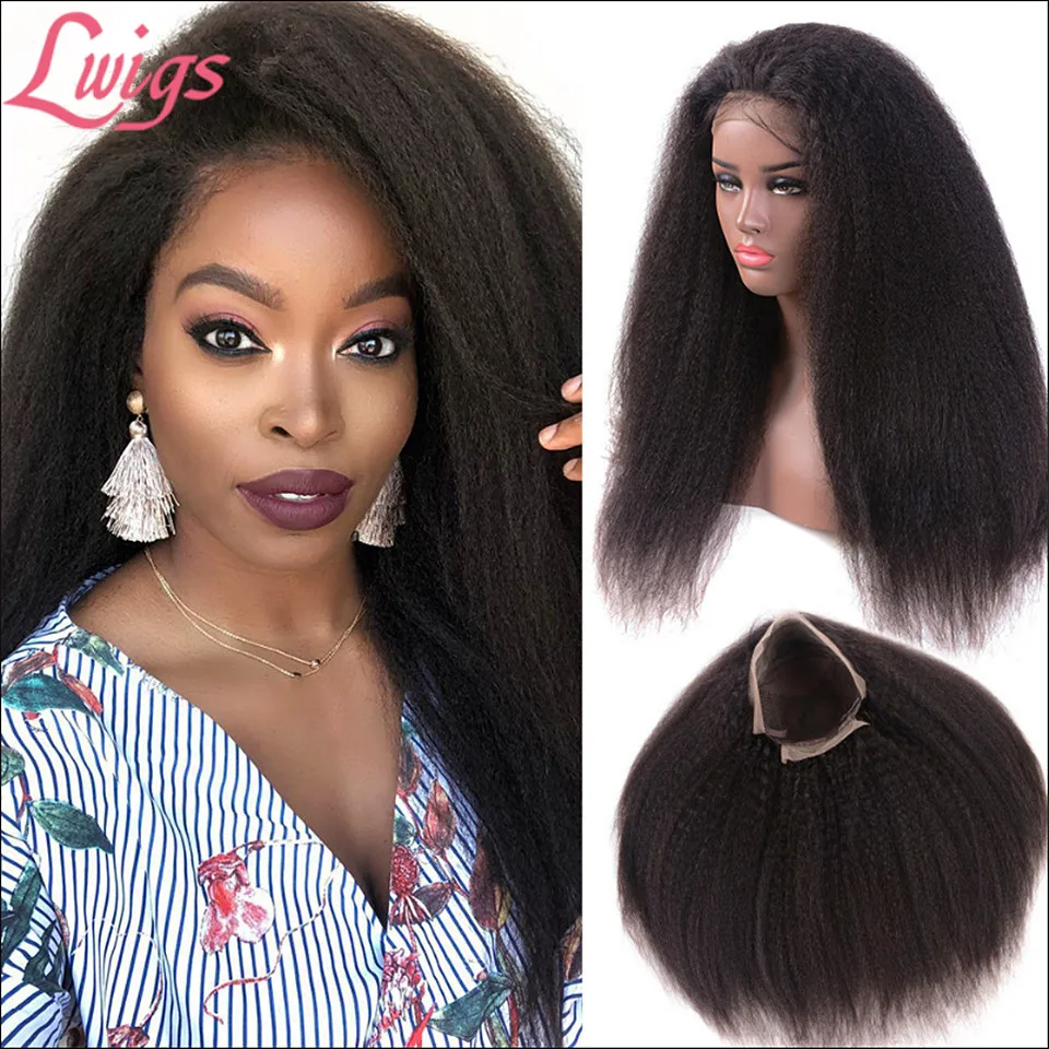 Парики из натуральных волос на кружевной основе Yaki прямые парики 360 градусов