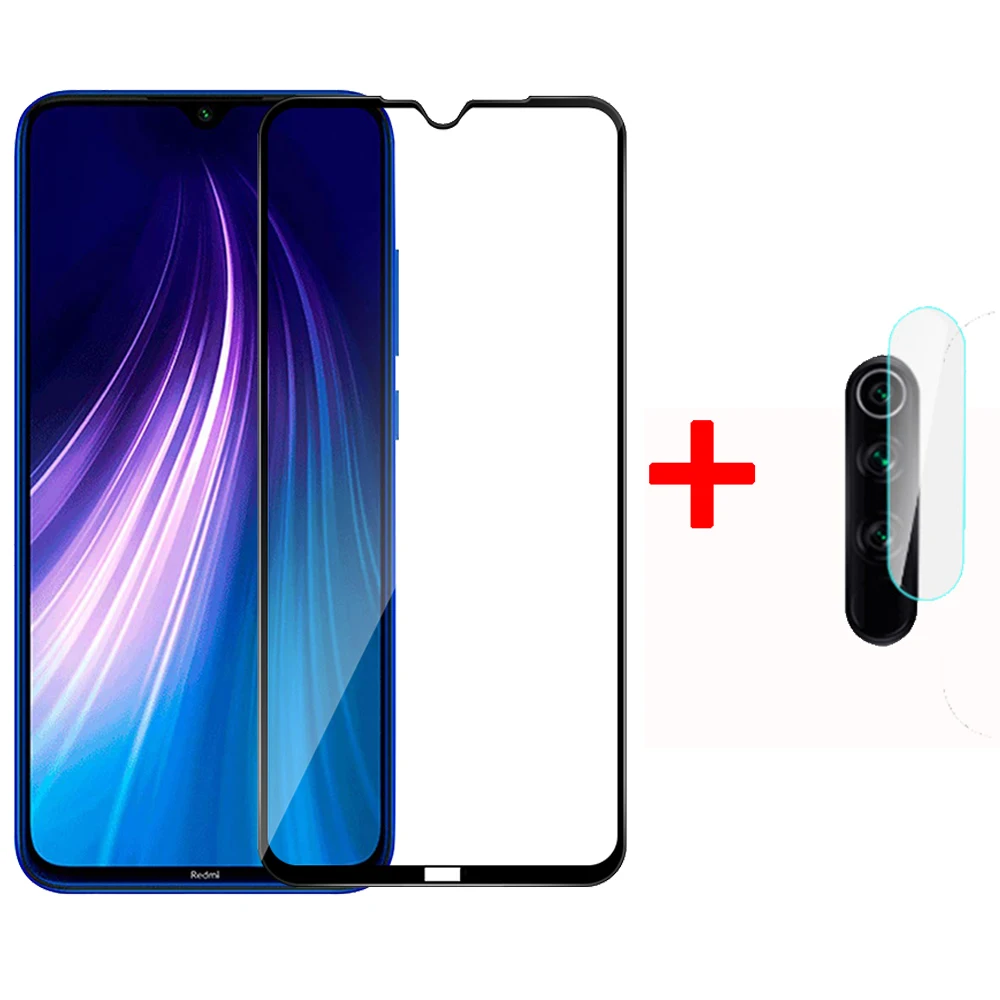 Закаленное стекло 2 в 1 с полным покрытием для Xiaomi Redmi Note 8 Pro T пленка объектива