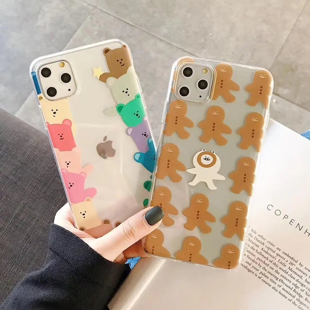 ORYKSZ Lovely Cartoon Bear Pattern Ultra Thin Transparent Case For iphone 11 Pro Max 6 6S 7 8 Plus X XR XS Cover Fundas Capa |