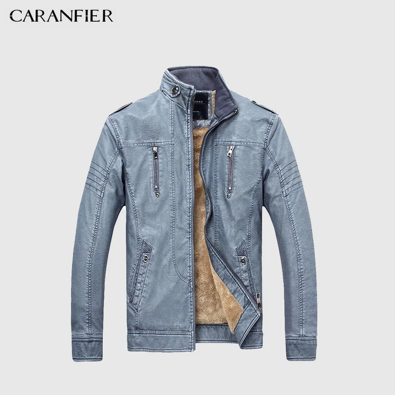 

Caranfier Новинка 2017 года Для мужчин Повседневное мотоциклетная куртка из искусственной кожи Верхняя одежда зрелые бизнесменов Стиль Молнии мо...