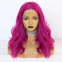 joneting 13x4 free part wig lace front wigs medium wavy wig rose red heat resistant fiber synthetic for women